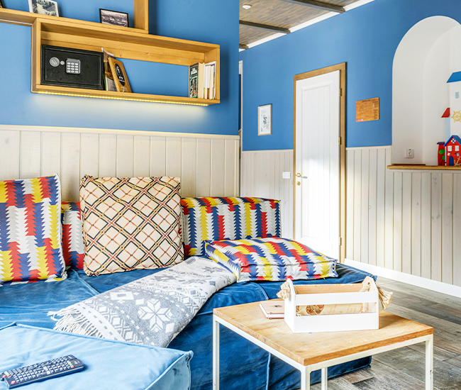 Blaue Wandfarben geben dem Dopamin Decor ein Gesicht